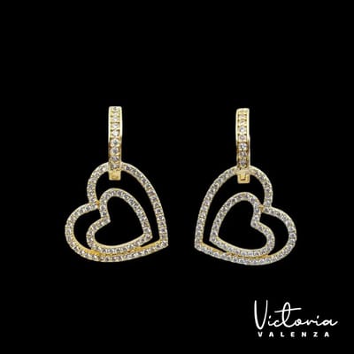 Victoria Valenza Rimini Luxe Oorbellen Dames Messing Oorringen Witte Steen Oorbellen - Goud kleurig - 1 Paar