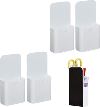 Magnetische Markerhouder – Set van 4 stuks | Multifunctioneel Bakje voor Pennen, Potloden en Magneten | Whiteboard Penhouder voor School, Thuis, Koelkast en Magnetische Oppervlakken – Wit