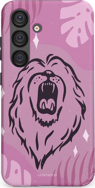 Casetastic hoesje geschikt voor Samsung Galaxy S25 - Dubbellaagse bescherming - Trots en vurig - Fashion Case - Lila Lichtroze Donkergrijs