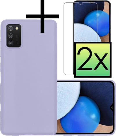 Hoesje - Met 2x Screenprotector - Geschikt voor Samsung Galaxy A02s - Sterk & Shockproof - Back Cover - Siliconen Case - Telefoon Hoes - Lila