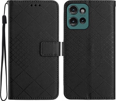 Coverup Hoesje - Geschikt voor Motorola Edge 50 Neo Hoesje - Coverup Rhombus Book Case - Zwart