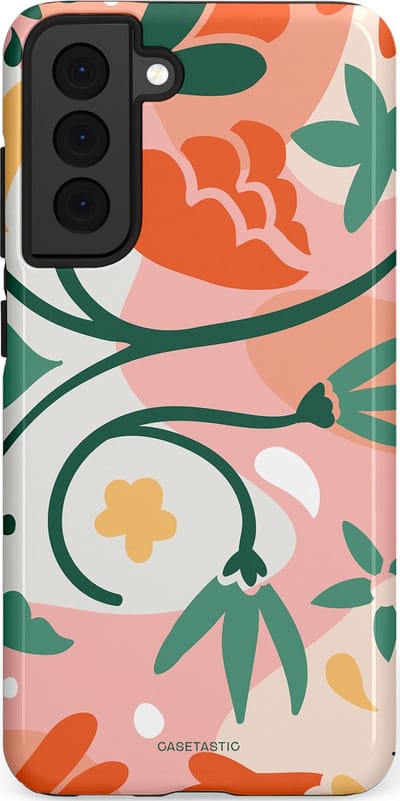 Casetastic Hoesje Geschikt voor Samsung S21 FE - Stijlvolle Beschermende Duo-layer Case - Bloesem Pastels