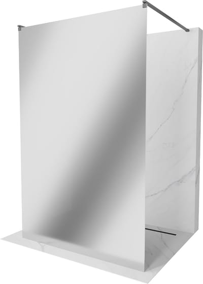 Mexen Kioto vrijstaande douchewand 100 x 200 , spiegel 8 mm, gun metal - 800-100-002-95-50