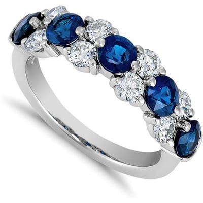 Huitan Prachtige Vingerring voor Vrouwen Kleurrijke Band met Blauwe/Witte CZ Subtiel Elegante Damesaccessoires Statement Sieraden 6