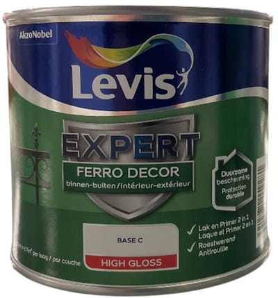 Levis Expert Ferro Decor - Roestwerende solventgedragen grondlaag en afwerkingslaag ( 2 in 1 ) voor metaal - 0.50 L - RAL 9005 Zwart