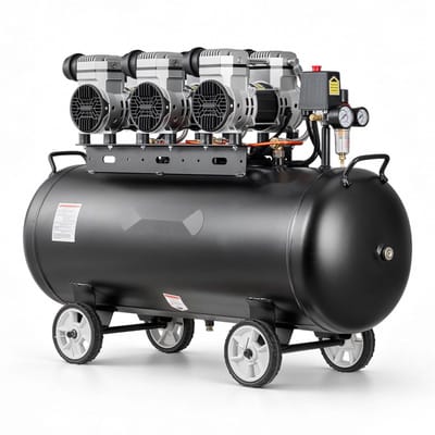 Luchtcompressor - Olievrije Compressor - 3 kW Motor - 100 Liter Luchttank - Fluisterstil 198 l/min 8 bar - Draagbaar Met Wielen En Handvat - Voor Werkplaats En Doe-het-zelf
