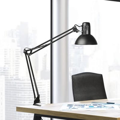 MAULstudy Bureaulamp - LED - Metaal - Zwart - E27 Fitting - Tafellamp met Klem