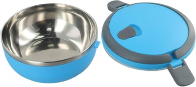 Lunchbox - lunchbox kinderen - lunchboxen - lunchbox volwassenen - Geïsoleerde box van roestvrij staal met rond ontwerp - Handige voedselopslag (blauw)