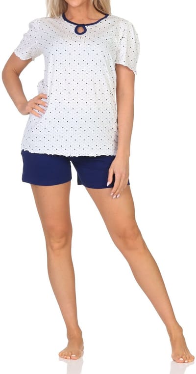Normann dames shorty pyjama met korte mouwen in stippenlook - ook in grote maten