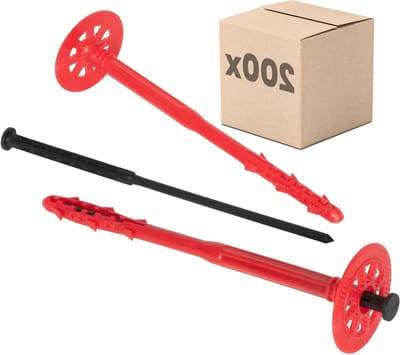 Isolatiepluggen - Bevestigingspluggen - Gevelisolatie Bevestigen - ETA-gecertificeerd - Ø10x200mm 200 stuks - Rood
