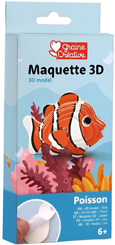 Graine Creative 3D houten model Clownvis bouwpakket speelgoed.