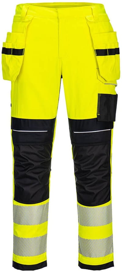 Portwest PW3 Vlamvertragende Modaflame Hi-Vis broek met holsterzakken FR407 - Geel/Zwart - 28