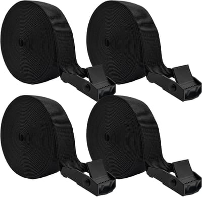 Spanbanden - Verdikt & Verstelbaar met Klemgesp - Voor Vrachtwagen, Auto, Outdoor, Camping & Bagage - Zwart - 4 meter - 4 stuks