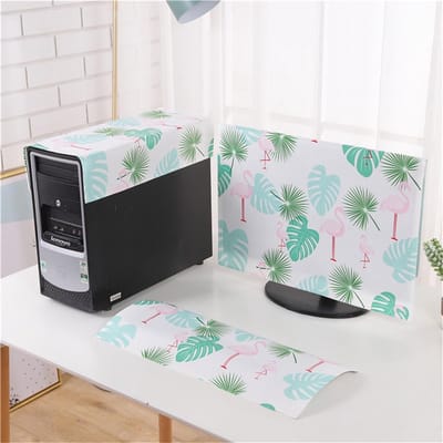 Computer Stofhoes Set - PC Monitor Beschermhoes - Apparatuur Beschermen - Semi-open Achterkant - 19-32 Inch - Zwart/Bruin