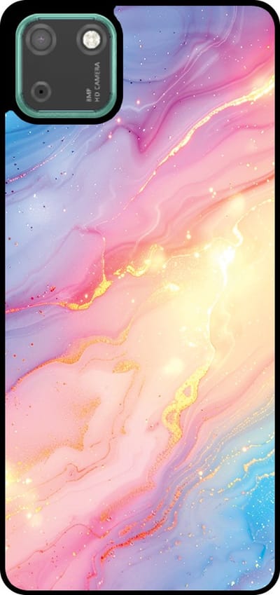 Smartphonica Telefoonhoesje Geschikt voor Huawei Y5P met Regenboog Glitter Marmer Opdruk - TPU Backcover Case Rainbow Glitter Marble Design geschikt voor Huawei Y5p