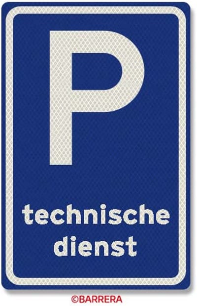 Parkeerplaats Technische dienst - parkeerbord technische dienst - aluminium bord voorzien van klasse 3 reflectie - DOR - verkeersbord - 40 x 60 cm - E08td
