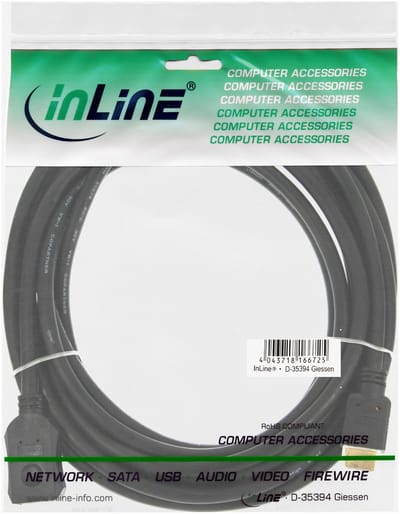 InLine® HDMI-verlengkabel, HDMI High Speed, stekker/bus, 1m