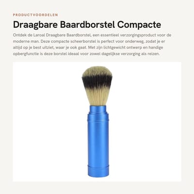 Dailygoods- Baardborstel Compact - Scheerkwast - Aluminium - Reiskoffer - Lichtgewicht - 155 x 31 mm