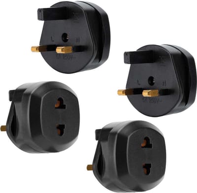 Intirilife 4x stopcontactadapter in ZWART - set van 4 UK type G naar USA type A stopcontact power adapter reisstekker voor bijv. Amerika, Japan, Canada, Thailand - type A reisadapter power plug converter