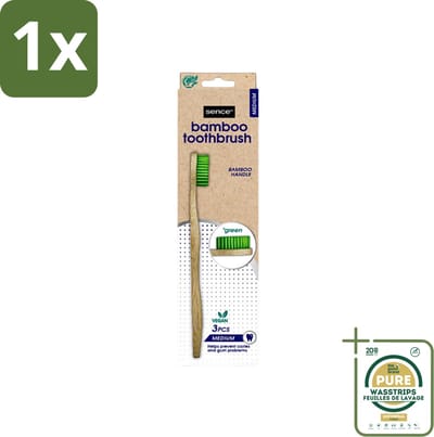 1 x Sence - Bamboo - Tandenborstels - Medium - Set van 3 - Groen- Tandenborstel - Bamboo - Duurzaamheid - Milieuvriendelijk - Vegan