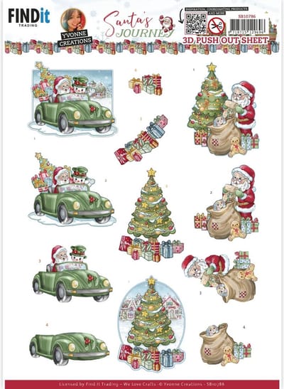 3D Push-Out - Yvonne Creations - Santa's Journey - Car