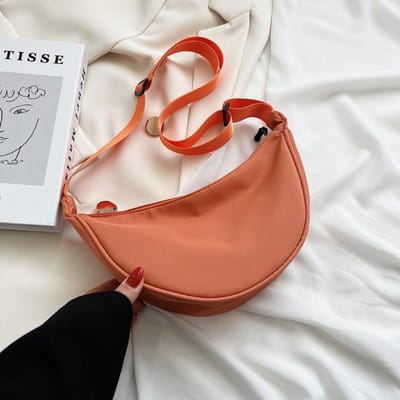 Sac bandoulière croisé, Sac dumpling pour femmes, Petit sac bandoulière léger, Sac aisselle, Sac en toile simple à une épaule orange