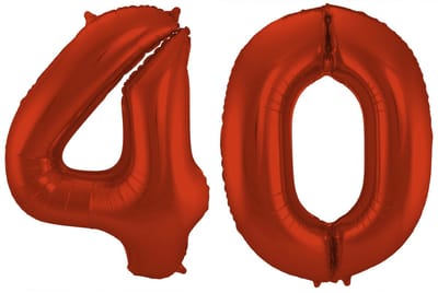 Folat Verjaardag Leeftijd folieballon - 40 jaar - rood - 86 cm - cijferballon groot