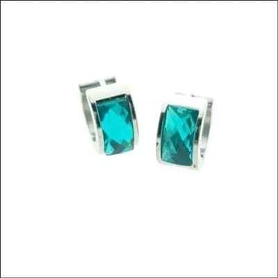 Aramat Jewels | Oorringen | Brede Stalen Oorringen met Grote Steen | Blauw | |7mm | Staal | Volwassenen | Verkleurd niet