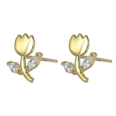 New Bling 9NBSAM-G200097 Gouden Oorknopjes - Dames - Tulp - Zirkonia - 8 x 6,3 mm - 14 Karaat - Goud