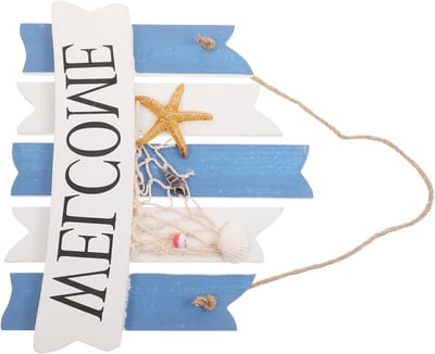 Houten Welkomstbord - Deurdecoratie Hangend Bord - Huis Decoreren - Mediterrane Stijl - 33x26x1.7CM - Niet gespecificeerd
