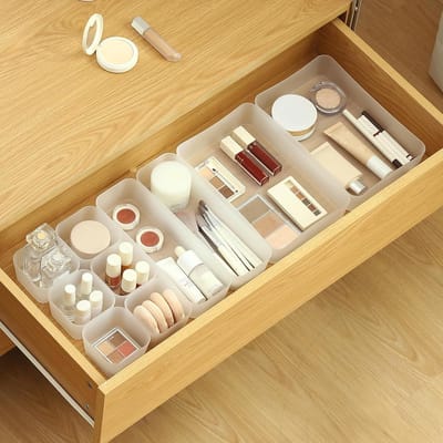 Famanu - Lade Organizer Set 10 stuks, opbergdozen voor dressoir en lades, geschikt voor slaapkamer, badkamer en keuken, flexibel lade opbergsysteem
