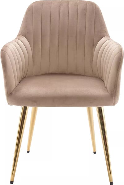 Vente-unique Set van 2 stoelen met armleuningen van fluweel en goudkleurig metaal - Beige - ELEANA