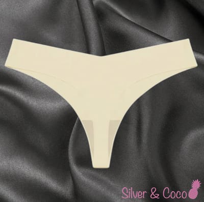 SilverAndCoco® - Naadloze String / Seamless Onderbroek Dames / Zacht Brazilian Slipje / Naadloos Stretch Ondergoed Vrouw / Witte Strings Dames Lingerie Broekje - Gebroken Wit Small / S
