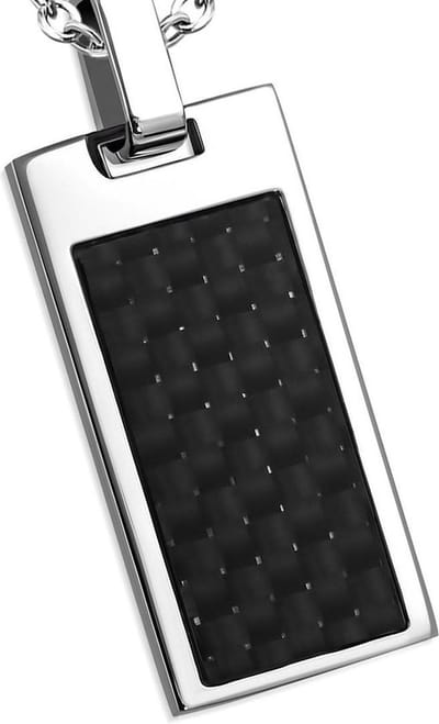 Montebello Ketting Tag - 316L Staal - Carbon - 30x15mm - 60cm