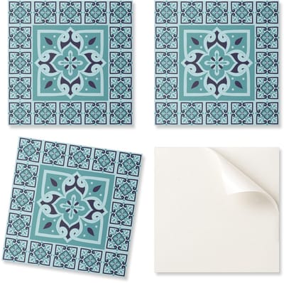 Zelfklevende vinyl badkamertegels met bloemenprint, 20x20x20 cm