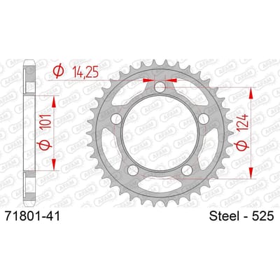 Stalen motortandwiel achteraan Afam 525 41 dents