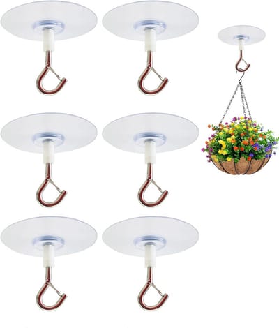 Set van 6 Sterke Zelfklevende Plafondhaken - Multifunctioneel Ophangsysteem voor Planten en Bloempotten