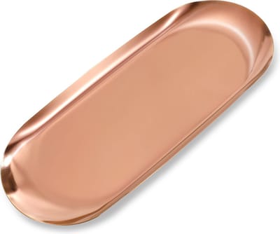 La'Moussawi ® Mooie Roestvrijstalen Decoratieve Ovale Dienblad voor Diverse Opbergmogelijkheden in Roségoud