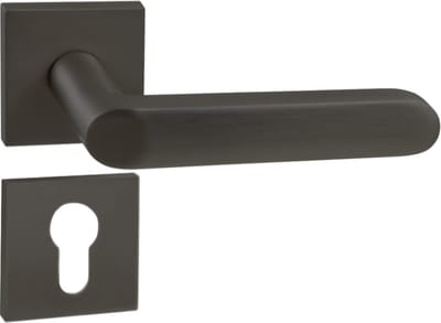 Domino® Deurkrukgarnituur DENVER-QR slim - Zwart - PZ-Profielcilinderset met Vierkant Rozette - Deurbeslag van aluminium - Deurklink voor kamerdeur, kantoordeur, kelderdeur en binnendeur