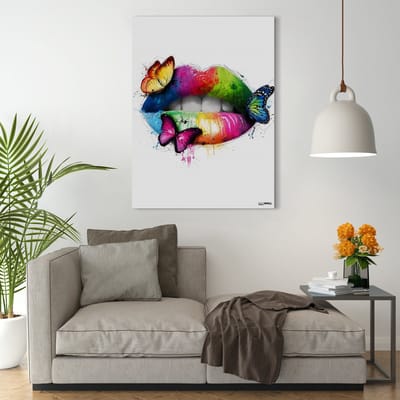 Luxe Canvas Schilderij Color Lip | 75x100 | Woonkamer | Slaapkamer | Kunst | Vlinder | Design | Art | Modern | ** 4CM DIK! 3D Effect**