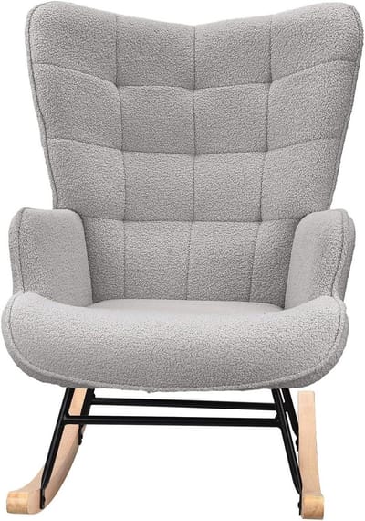 Schommelstoel Woonkamer - Relaxfauteuil Voeden - Ontspannen Zitten - Ergonomisch Design - 68x75x92cm - Lichtgrijs