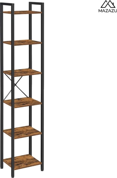 MIRA Home - Boekenplank - Opbergrek - Bruin - Metaal - 30x40x187,5cm