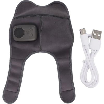 Knie Massager Vibratie Enkel met Meerdere Modi Verstelbare Band USB Opladen Verwarmende Massage Kniebeschermers voor Verlichting black