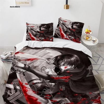 Anime Nieuwe Titan Dekbedovertrekken 3D Geprint Attack On Titan Beddengoed Collectie Cartoon Dekbedovertrek Dubbel Vol Tweepersoons Eenpersoons Maat Met Beddengoed 135x200cm 2pcs