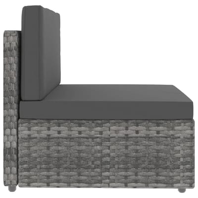 vidaXL - Middenbank - sectioneel - poly - rattan - grijs