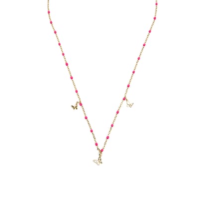 Luxenter 925 sterling zilveren ketting met roze lak en 18-karaats geelgoud afwerking - Zumre