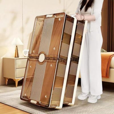 Opbergcontainers Onder Bed - Rolbakken Stapelbaar - Kleding Schoenen Opbergen - Dubbele Deur Toegang - 82cm Lang - Wit