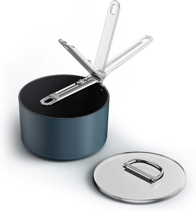 Inklapbare Steelpan 19cm met Deksel - Ruimtebesparend Kookgerei voor Inductie