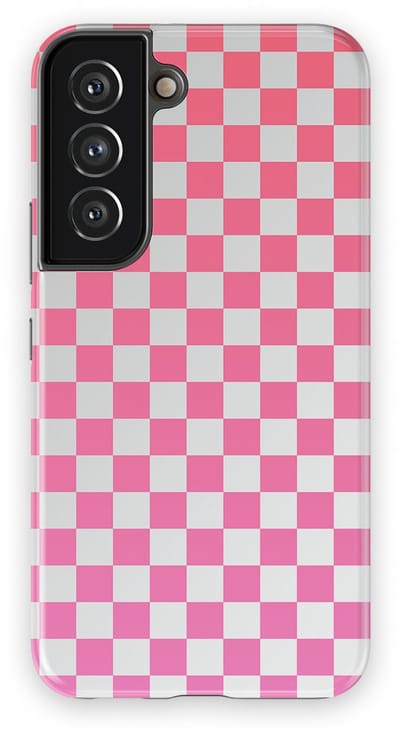 Design Hoesje Samsung Galaxy S22 | Geschikt Voor Mag | Tiny Squares Checkered Print | Backcover Samsung Galaxy S22 Pink Pop Grid
