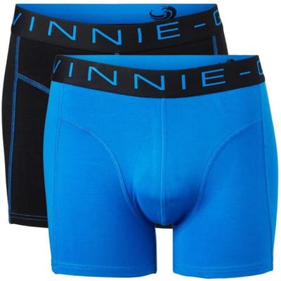 Vinnie-G Boxershorts 2-pack Black Blue /Blue - Maat S - Heren Onderbroeken Zwart/Blauw - Geen irritante Labels - Katoen heren ondergoed